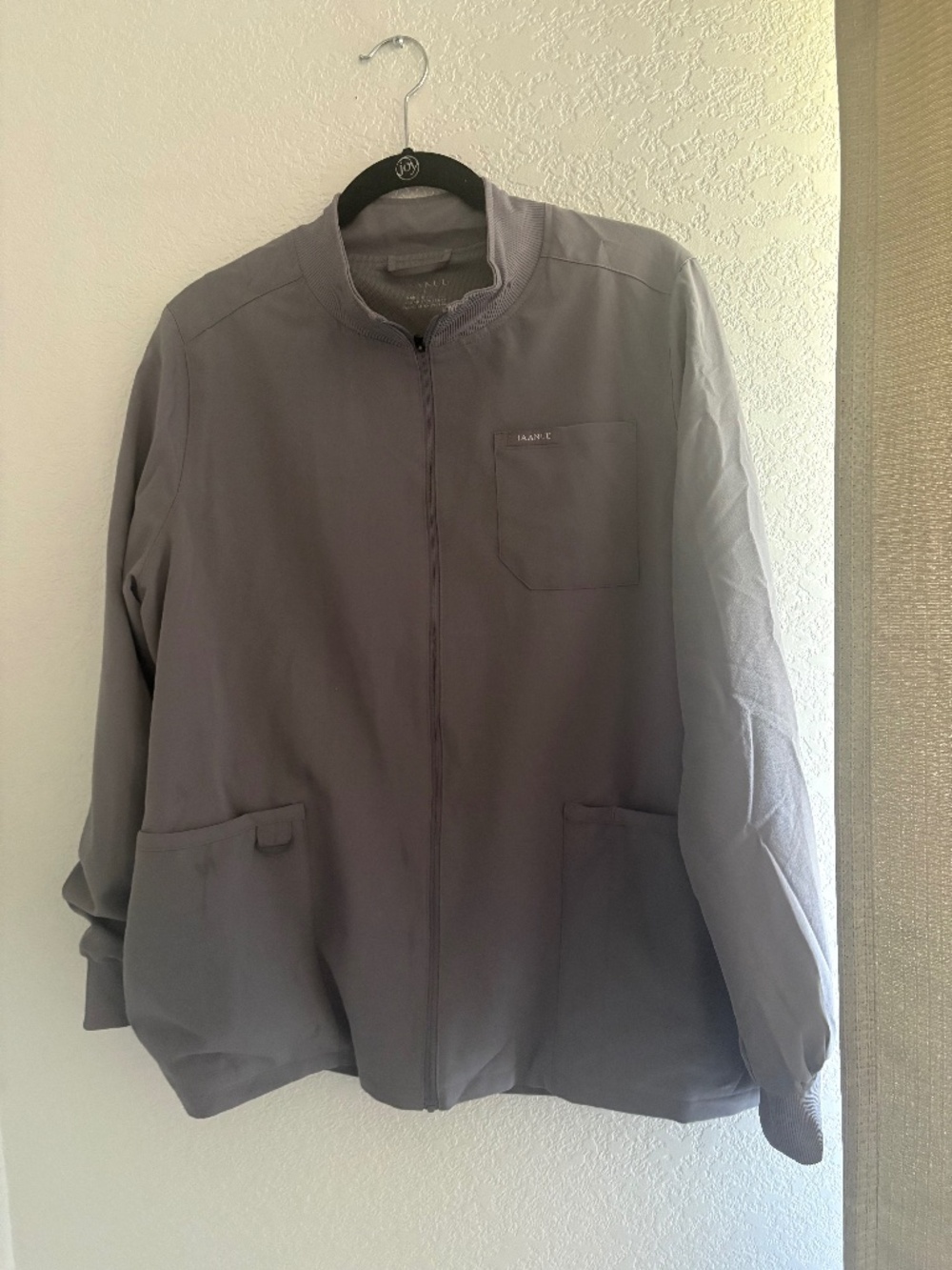 JAANUU C94039 Gray Full Zip Scrub Bomber Jacket Size L